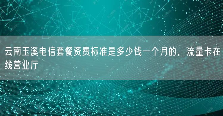 云南玉溪电信套餐资费标准是多少钱一个月的，流量卡在线营业厅