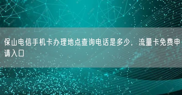 保山电信手机卡办理地点查询电话是多少，流量卡免费申请入口