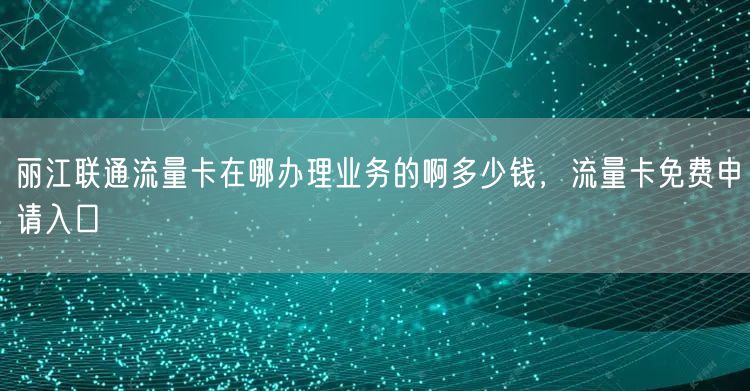 丽江联通流量卡在哪办理业务的啊多少钱，流量卡免费申请入口