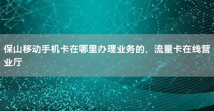 保山移动手机卡在哪里办理业务的，流量卡在线营业厅
