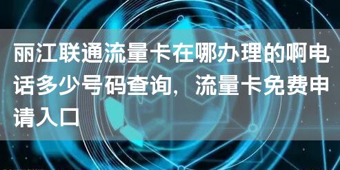 丽江联通流量卡在哪办理的啊电话多少号码查询，流量卡免费申请入口
