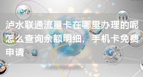 泸水联通流量卡在哪里办理的呢怎么查询余额明细，手机卡免费申请