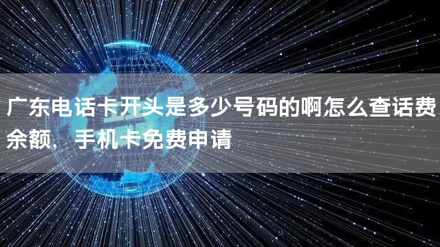 广东电话卡开头是多少号码的啊怎么查话费余额，手机卡免费申请