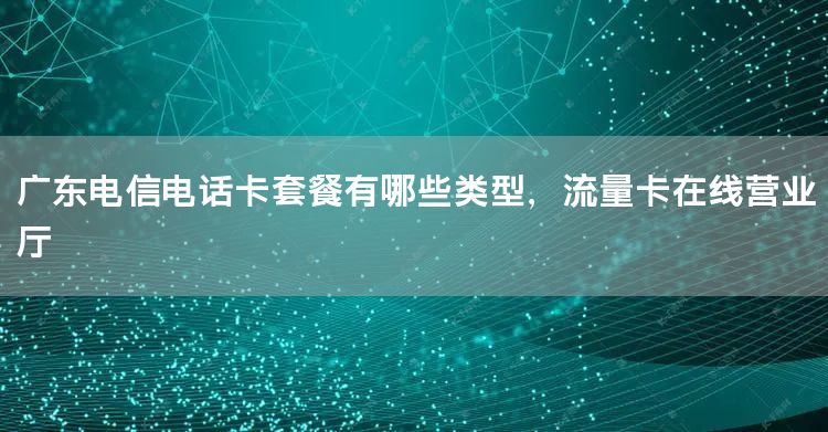 广东电信电话卡套餐有哪些类型，流量卡在线营业厅