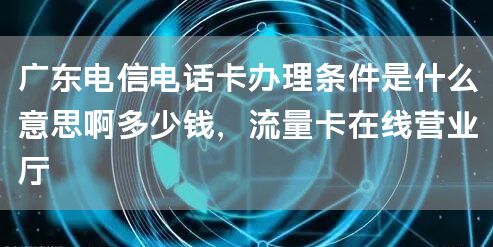 广东电信电话卡办理条件是什么意思啊多少钱，流量卡在线营业厅