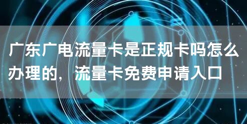 广东广电流量卡是正规卡吗怎么办理的，流量卡免费申请入口