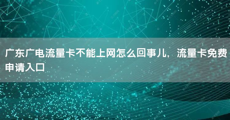 广东广电流量卡不能上网怎么回事儿，流量卡免费申请入口