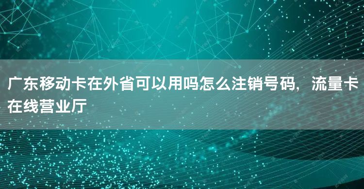 广东移动卡在外省可以用吗怎么注销号码，流量卡在线营业厅