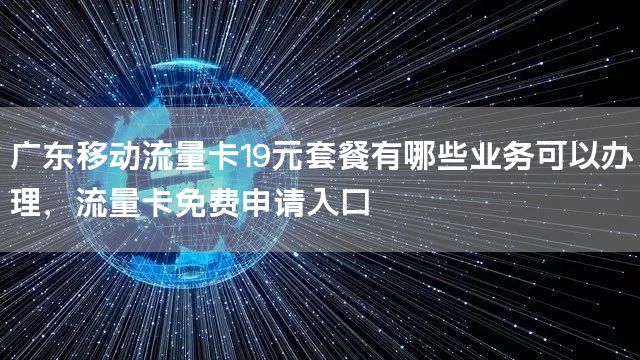广东移动流量卡19元套餐有哪些业务可以办理，流量卡免费申请入口