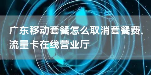 广东移动套餐怎么取消套餐费，流量卡在线营业厅