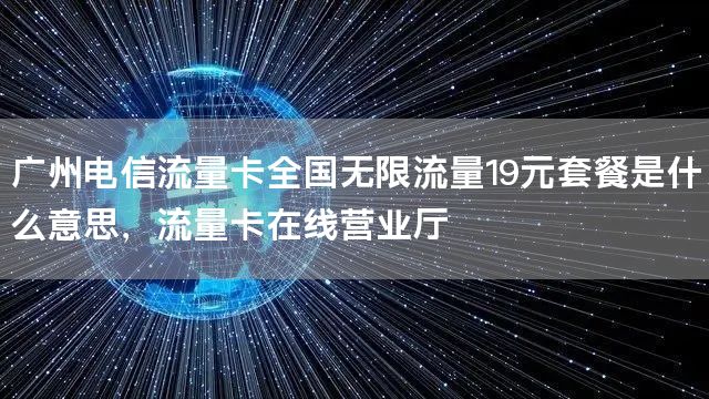 广州电信流量卡全国无限流量19元套餐是什么意思，流量卡在线营业厅