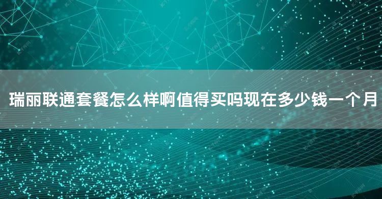 瑞丽联通套餐怎么样啊值得买吗现在多少钱一个月