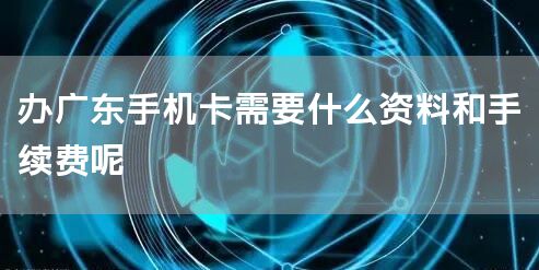 办广东手机卡需要什么资料和手续费呢