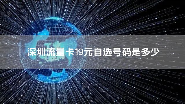 深圳流量卡19元自选号码是多少