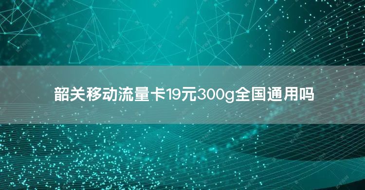 韶关移动流量卡19元300g全国通用吗